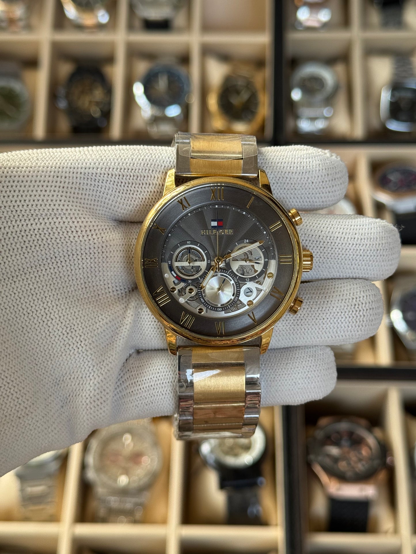 HILFIGER Stainless Steel Silver & Gold ,Grey Dial Watch