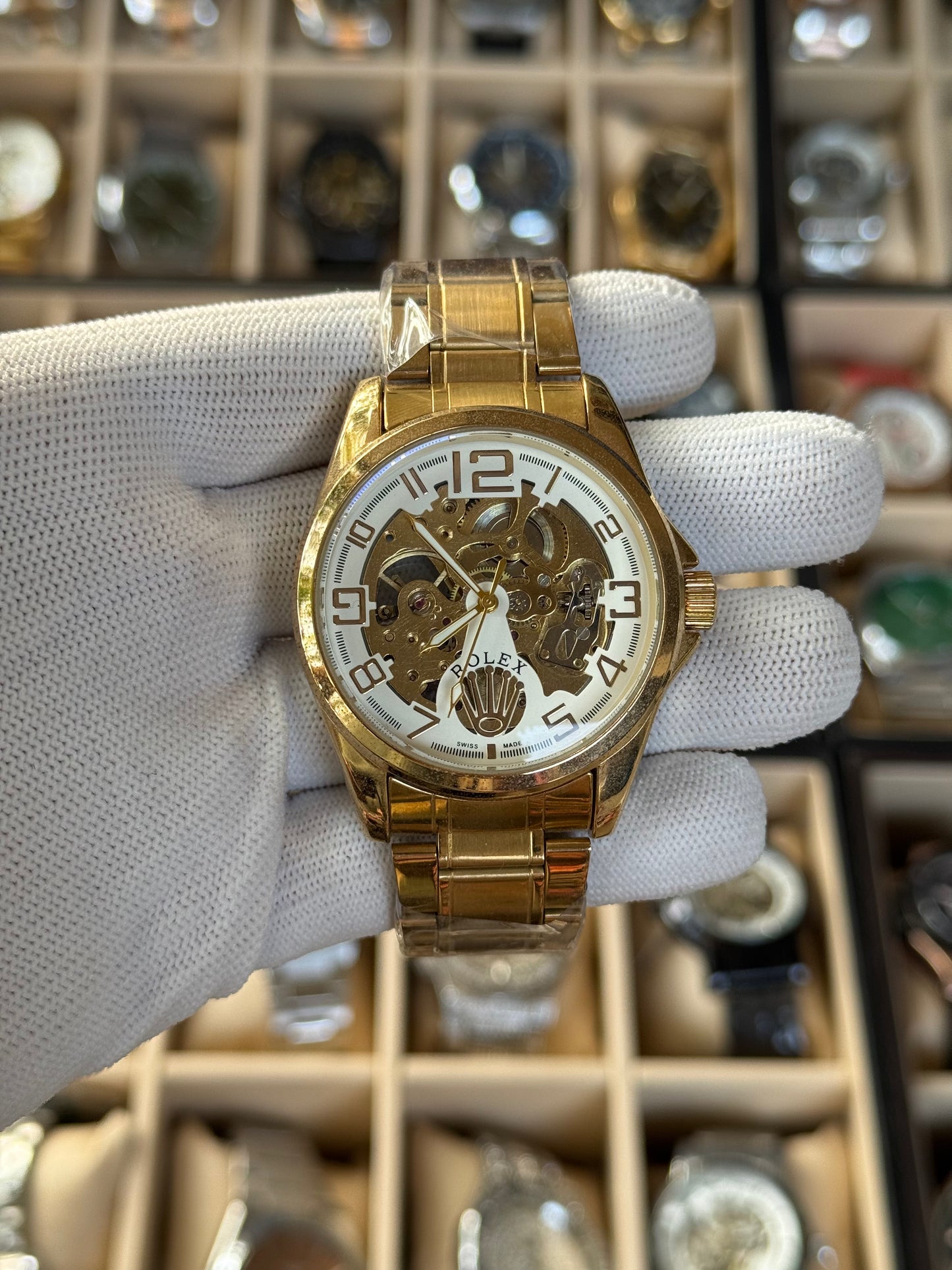 ROLEX Automatic Skeleton Stainless Steel Watch For Men