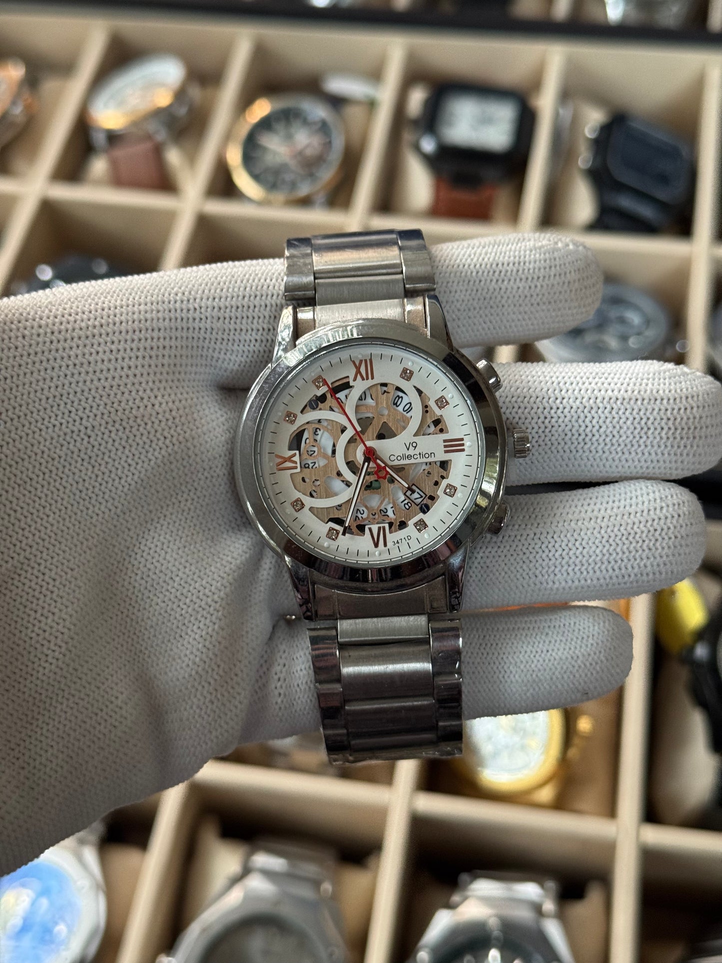 V9 Collection Stainless Steel Silver Watch For Men