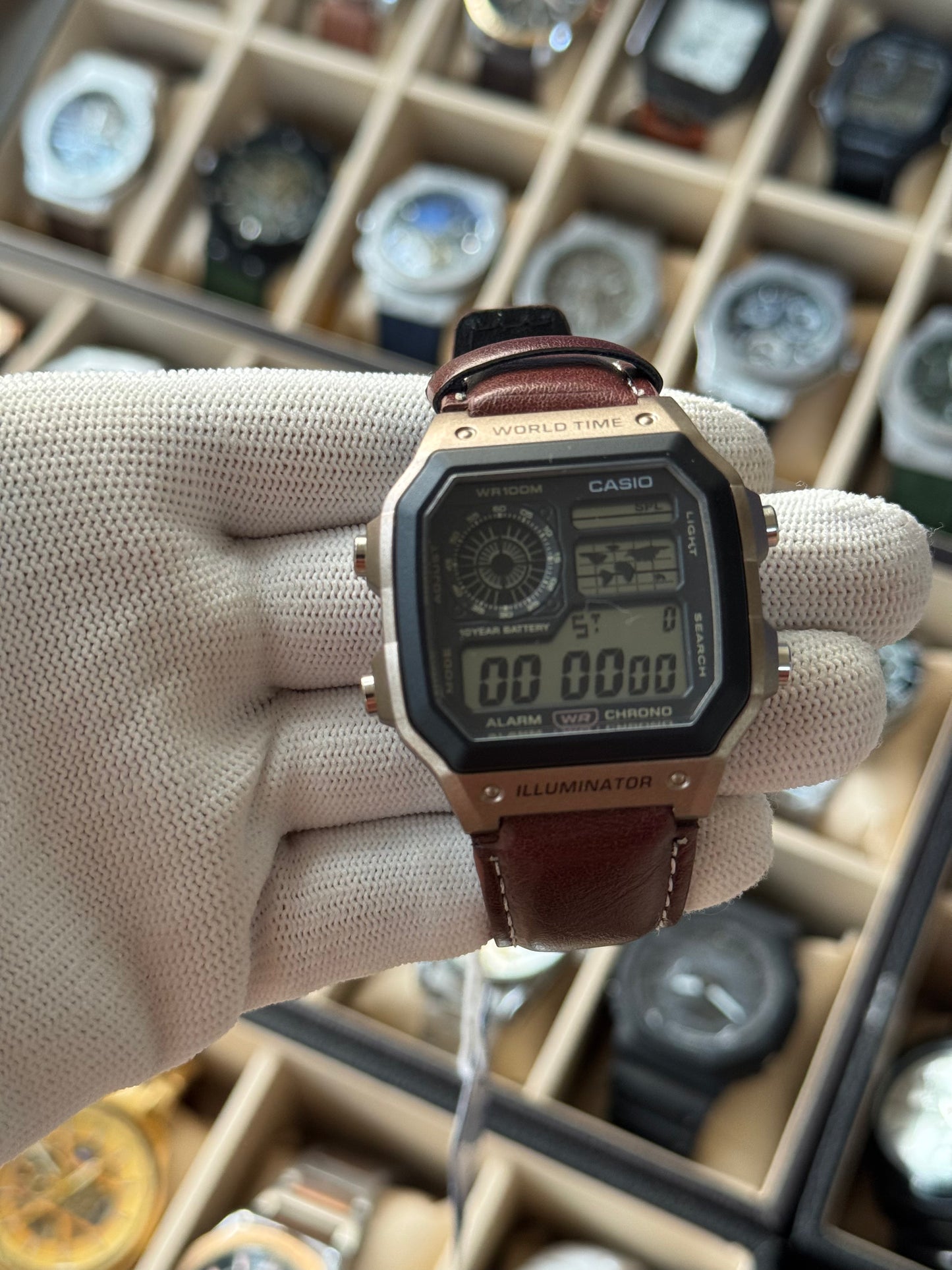 CASIO Digital Leather Watch