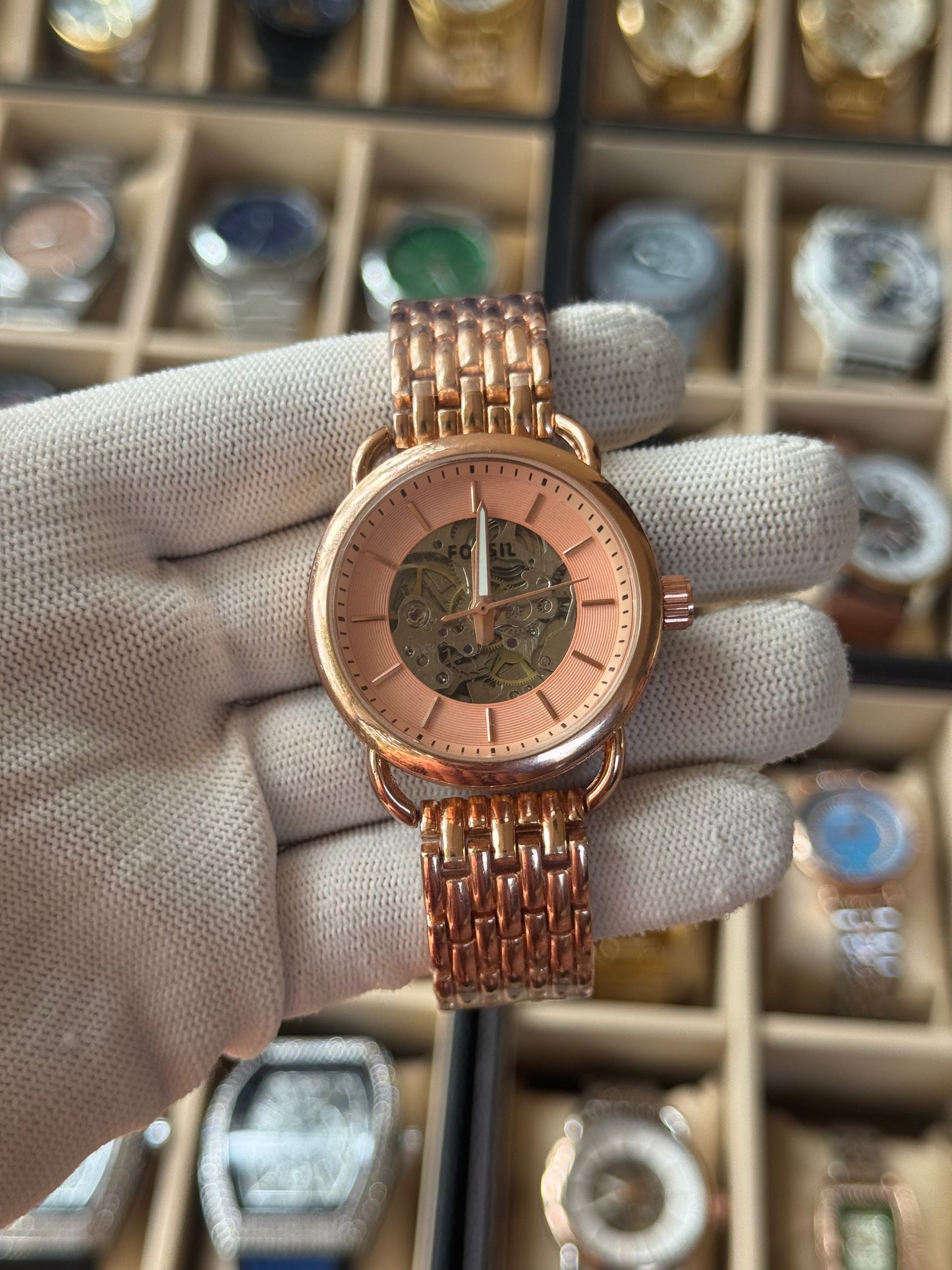 FOSSIL Stylish Stainless Steel Rose Gold Watch