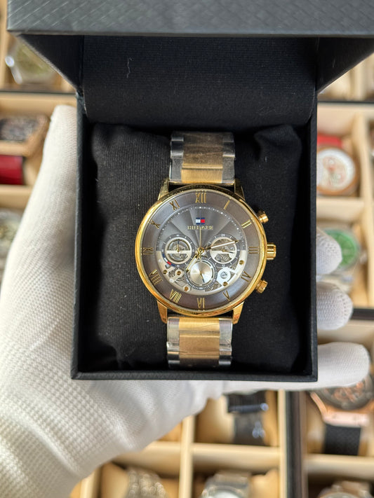 HILFIGER Stainless Steel Silver & Gold ,Grey Dial Watch