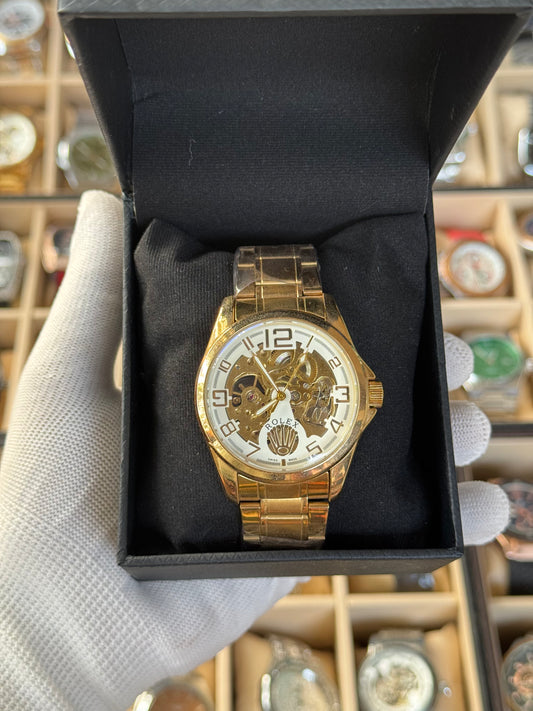 ROLEX Automatic Skeleton Stainless Steel Watch For Men