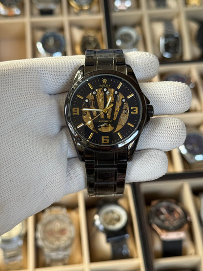 ROLEX Automatic Stainless steel Black Watch For Men