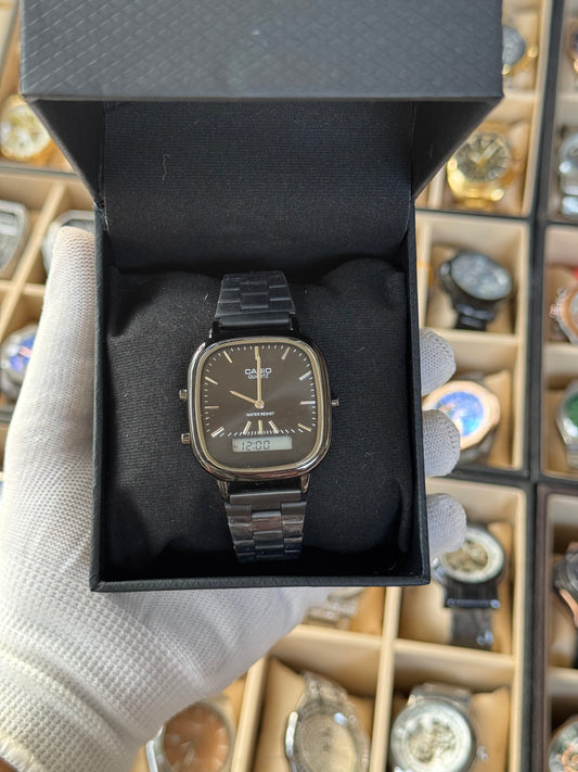 CASIO Stylish Black Stainless Steel Watch