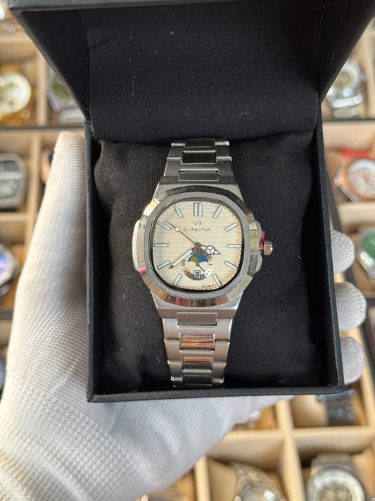 V9 Collection Stainless Steel Silver Watch