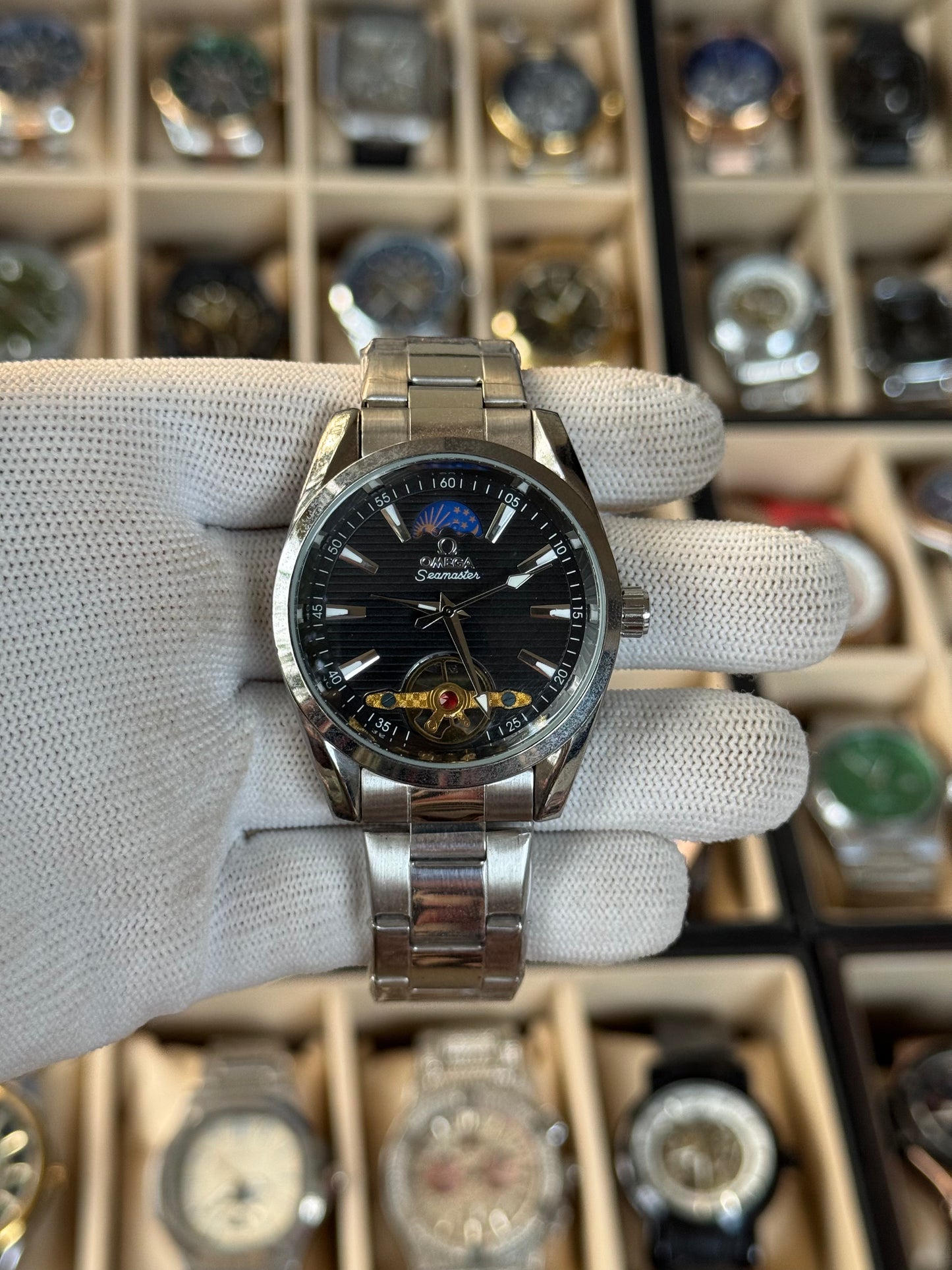 OMEGA Automatic Stainless Steel Silver ,Black Dial Watch For Men