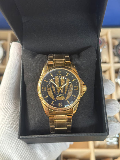 ROLEX Automatic Stainless Steel Gold Watch For Men