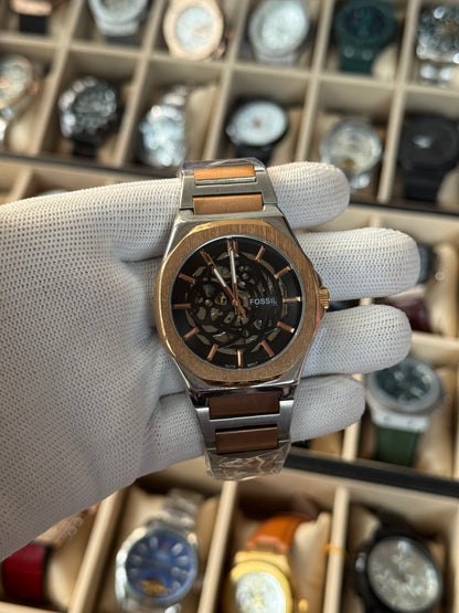 FOSSIL Automatic Stainless Steel Silver Rose Gold Watch