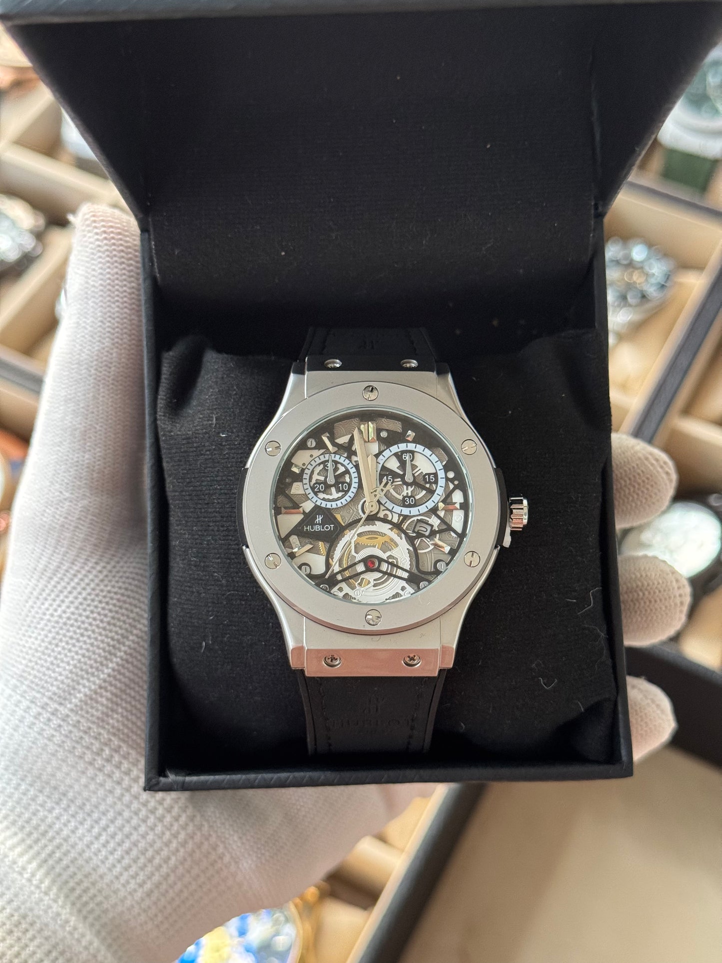 HUBLOT Leather Strap Watch With Date