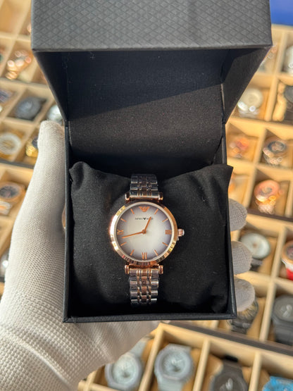 EMPORIO ARMANI Classic Quartz Grey Dial Two-Tone Women's Watch