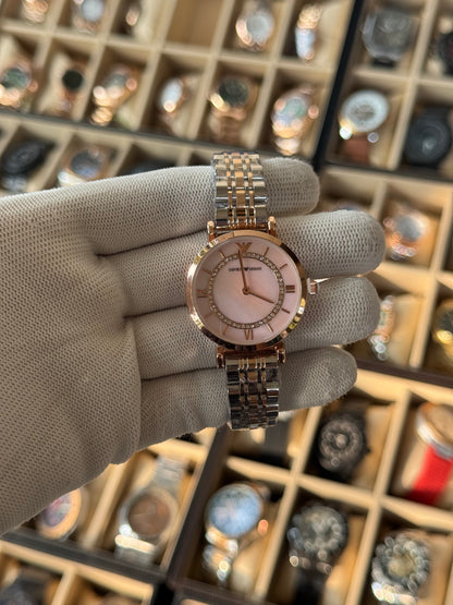 EMPORIO ARMANI Stainless Steel Analog Bay Pink Dial Woman Watch With Box