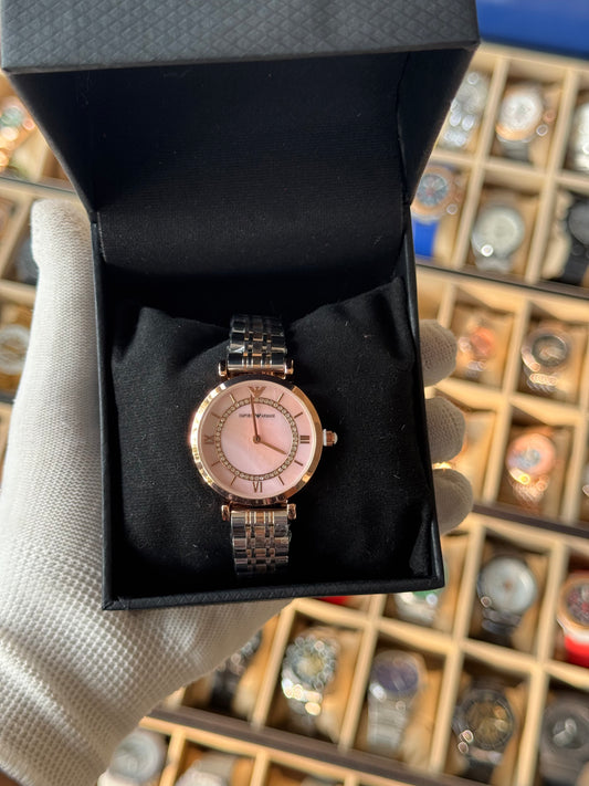 EMPORIO ARMANI Stainless Steel Analog Bay Pink Dial Woman Watch With Box
