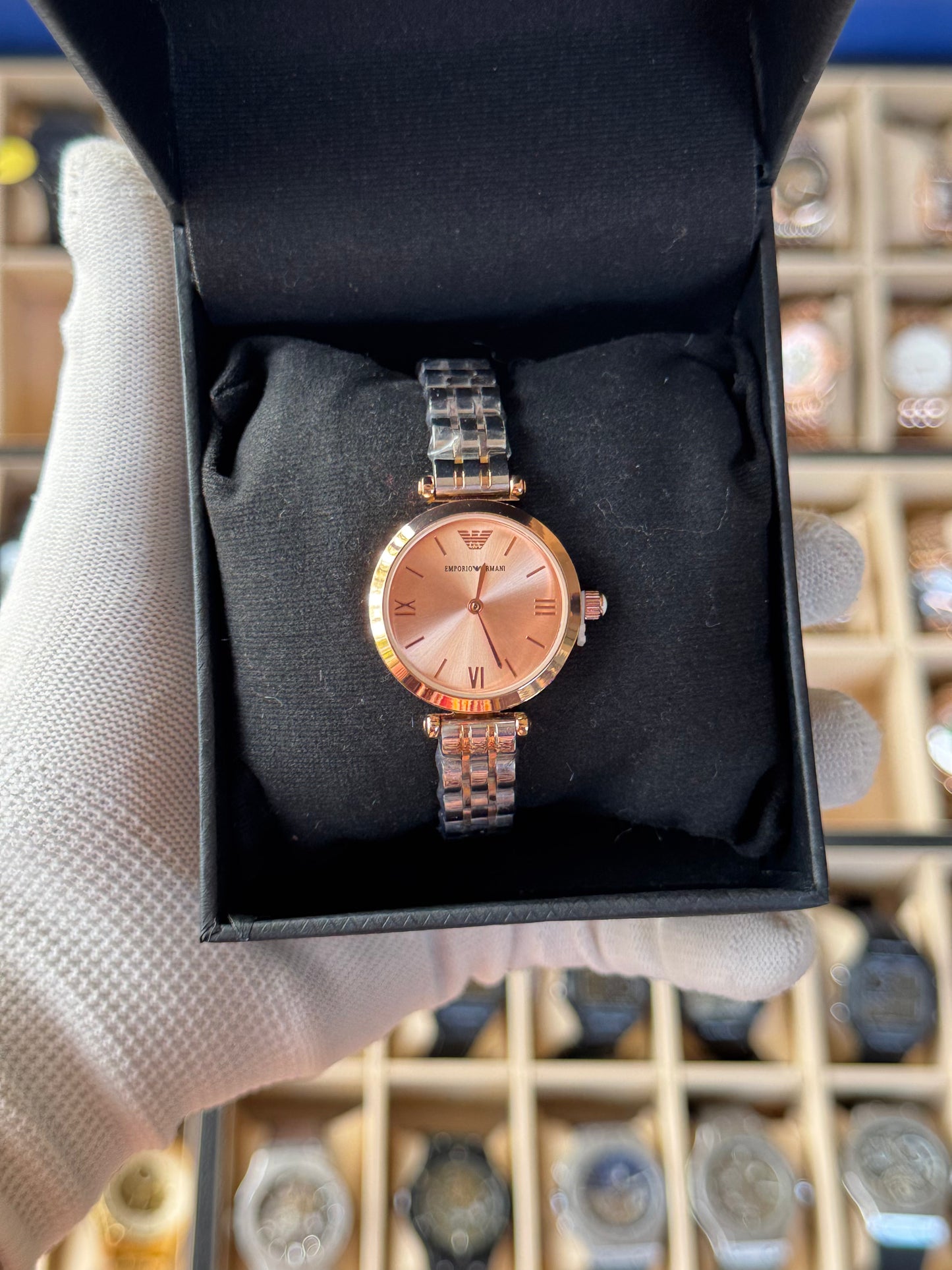 EMPORIO ARMANI SILVER & ROSE GOLD Mix Women's Watch First Copy