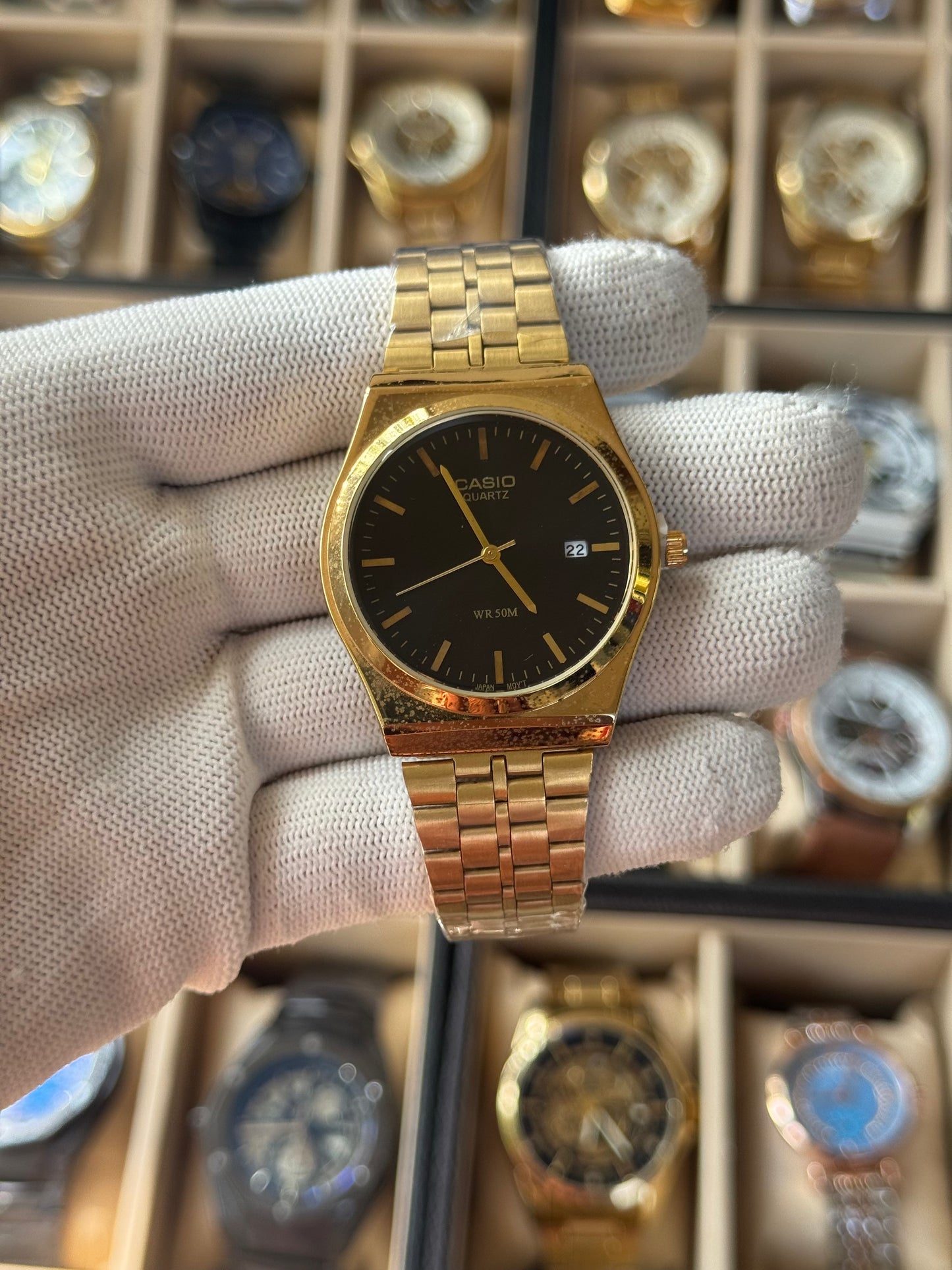 CASIO Quartz Stainless Steel Gold , Black Dial Watch