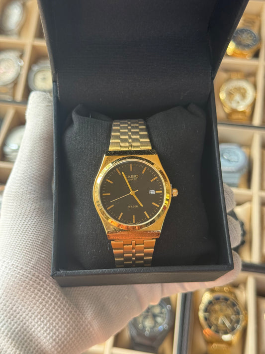 CASIO Quartz Stainless Steel Gold , Black Dial Watch