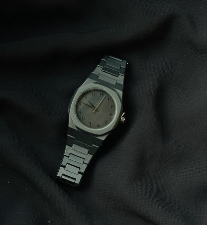 Arabic Aura Black Watch, Black Dial with Arabic Numerals Waterproof Daily Fashion Style Stainless Steel Band Glass Watch Analog Watch