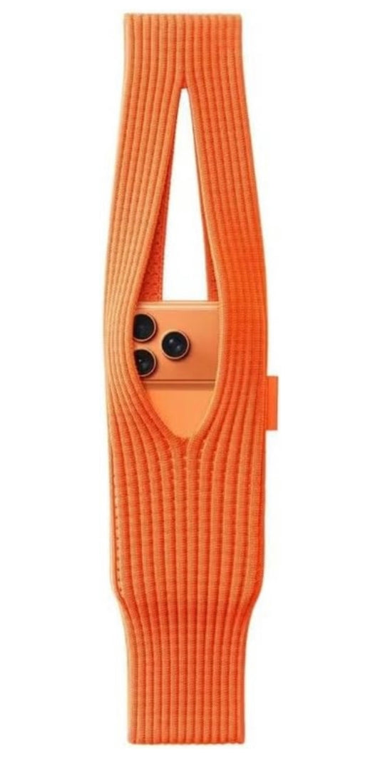 Phone holder for i Phone ,Unisex wearable Sleeve with contrast Stripe ,Hands free Mobile carry Pouch