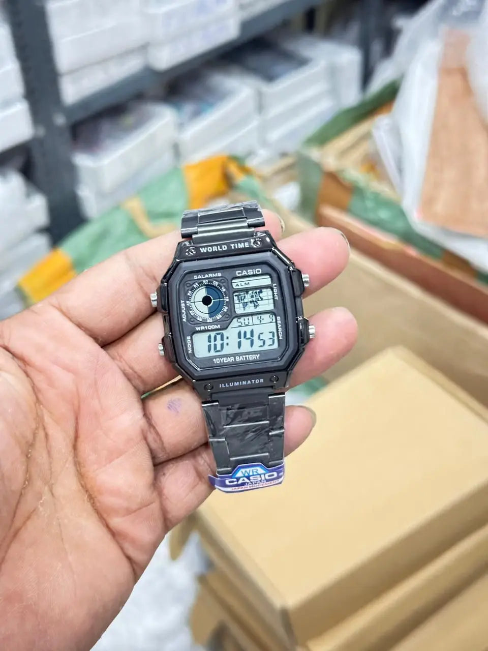 Casio Vintage World Time Digital Watch – 10-Year Battery, Stainless Steel Strap Oman online store