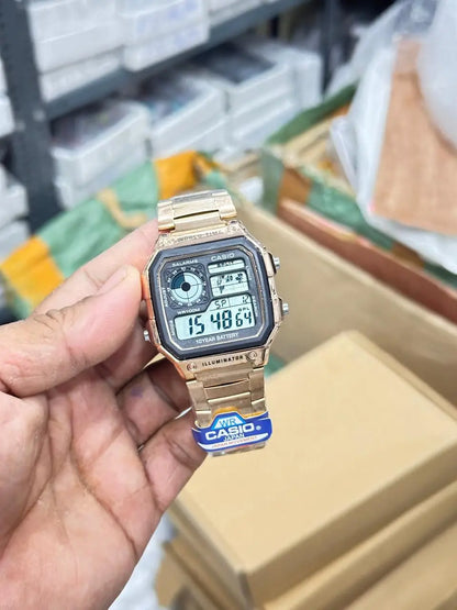 Casio Vintage World Time Digital Watch – 10-Year Battery, Stainless Steel Strap Oman online store